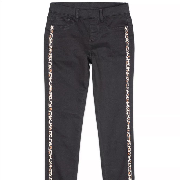 wonder nation Other - Wonder Nation | Girls Black Leopard Print Side Stripe Pull-on Jegging Jeans